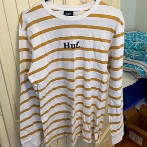 Striped white and gold men’s HUF long sleeve